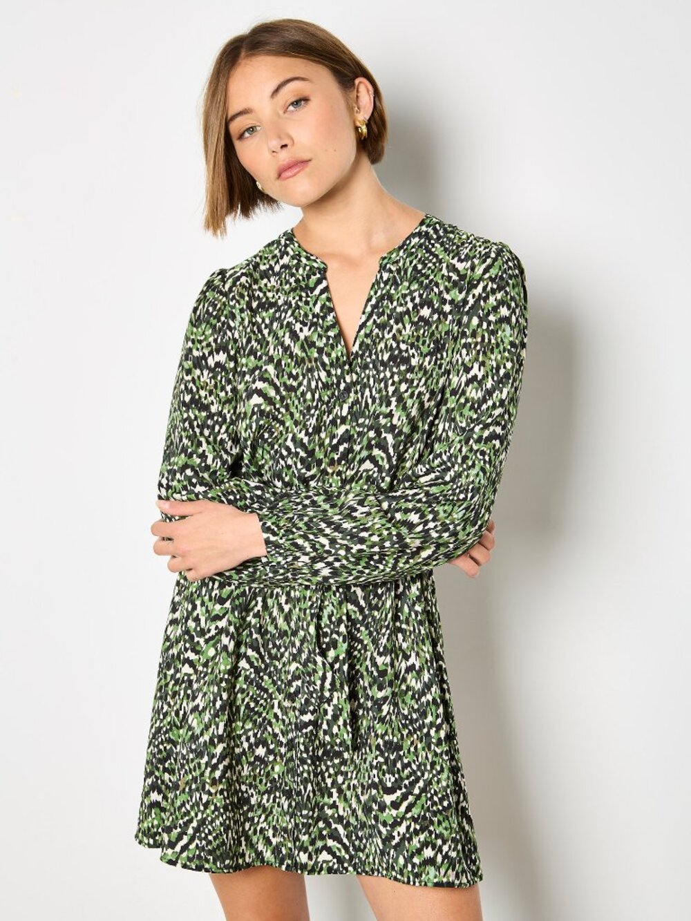 Brushstroke print shirtdress